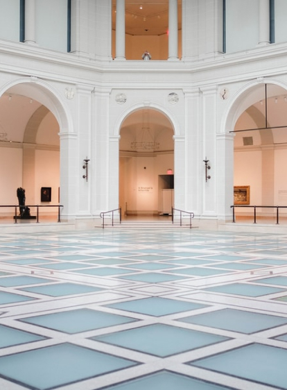 Blue & white Ceramic tile flooring