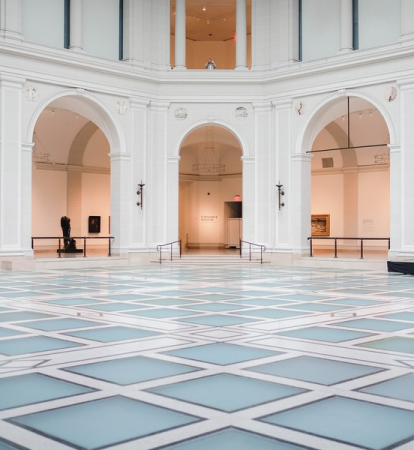 Blue & white Ceramic tile flooring